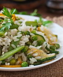 Овощное ризотто с козьим сыром