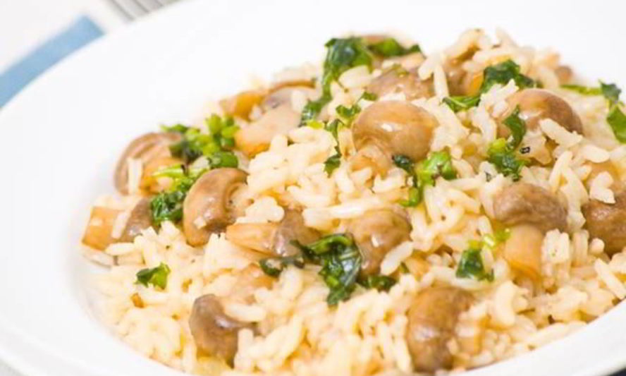 Рецепт ризотто с грибами, брокколи и миндалем