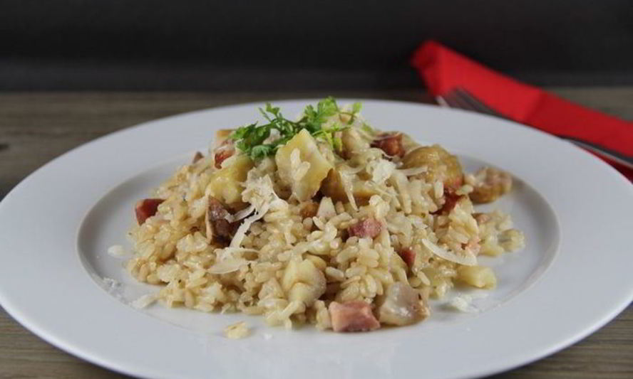 Рецепт ризотто с каштанами и грудинкой