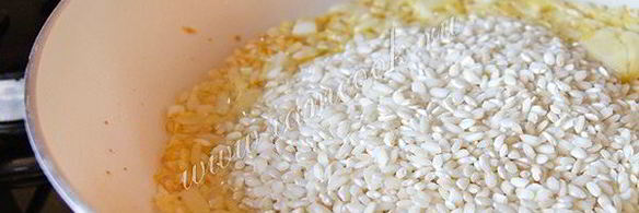 ризотто с креветками и семгой