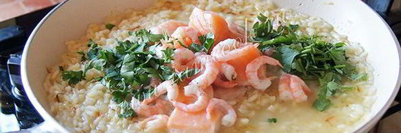 ризотто с креветками и семгой