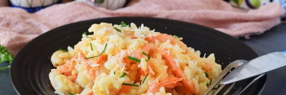 ризотто с креветками в сливочном соусе