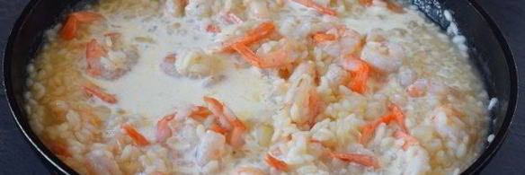 ризотто с креветками в сливочном соусе