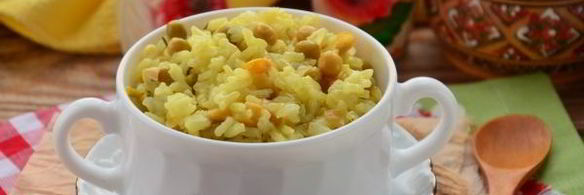 ризотто с кукурузой и горошком