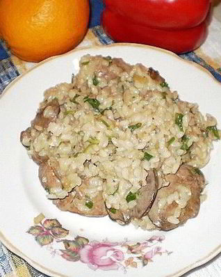 Ризотто с куриной печенкой