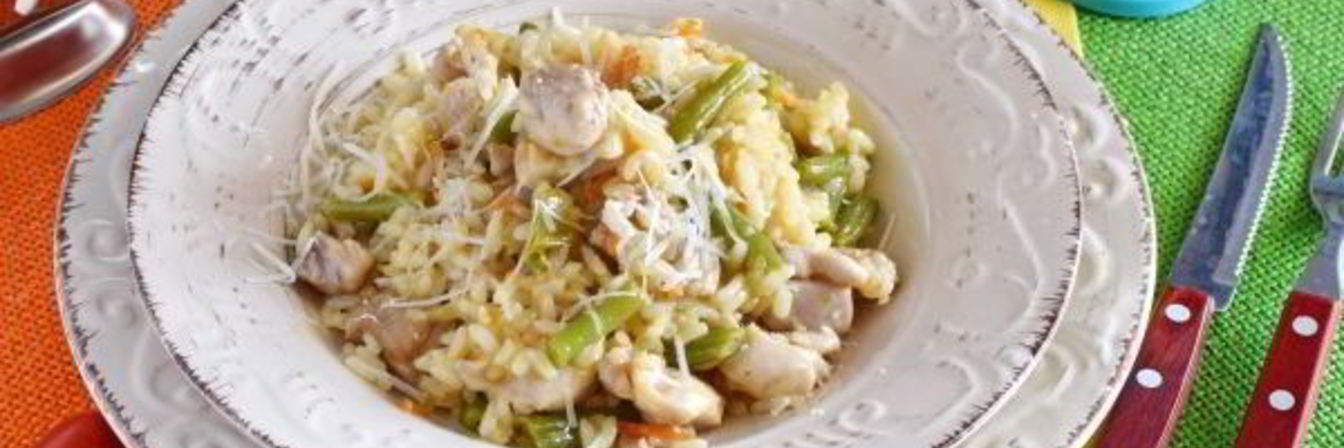 Ризотто с курицей и овощами