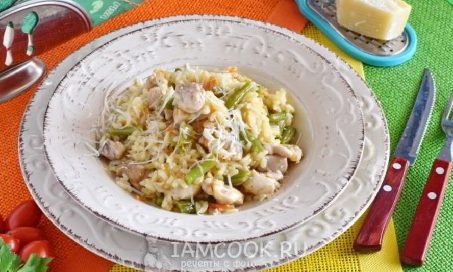 Рецепт ризотто с курицей и овощами