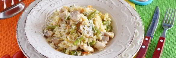 ризотто с курицей и овощами