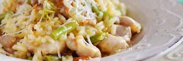 ризотто с курицей и овощами