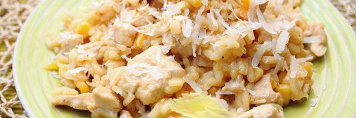 Ризотто с курицей, перцем и кукурузой