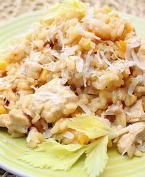 Ризотто с курицей, перцем и кукурузой