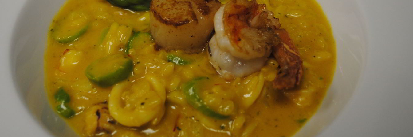 Ризотто с морепродуктами и спаржей