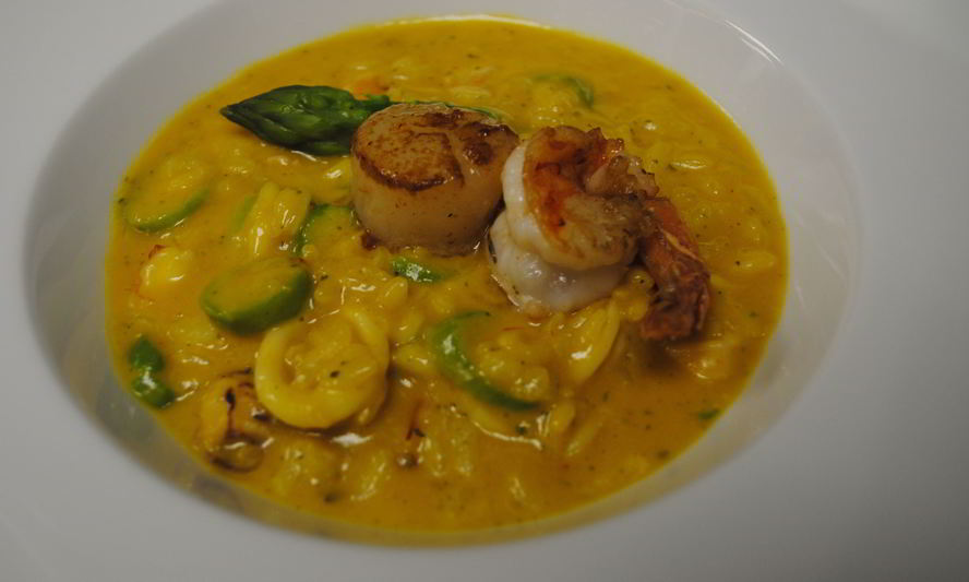 Рецепт ризотто с морепродуктами и спаржей