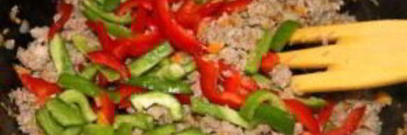 ризотто с овощами и мясом