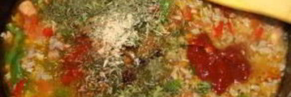 ризотто с овощами и мясом