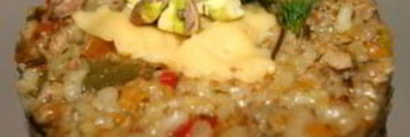 ризотто с овощами и мясом