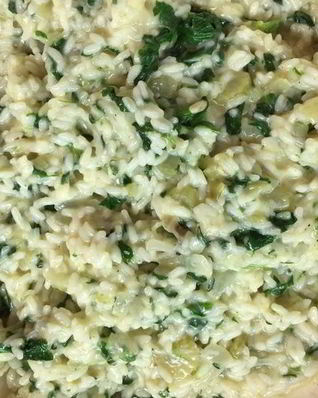 Ризотто со шпинатом и козьим сыром