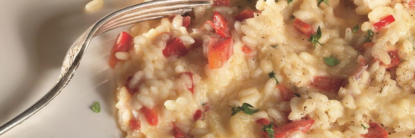 Ризотто со сливками и сладким перцем