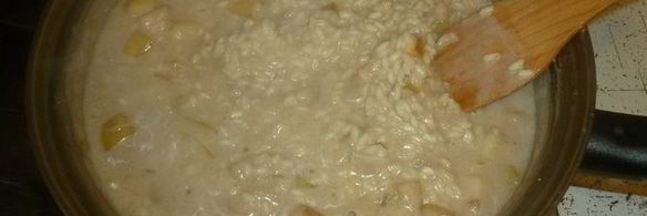 сладкое ризотто с томлеными фруктами