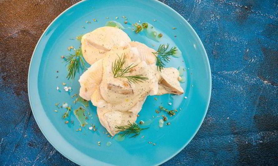 Рецепт филе палтуса под грибным соусом