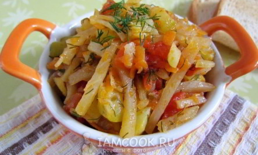 Рецепт кольраби, тушеной с овощами