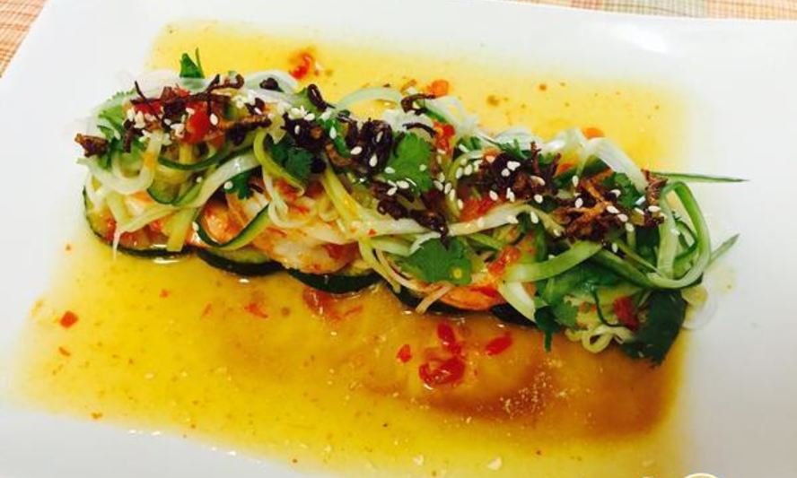 Рецепт креветок с цукини в сладком соусе чили