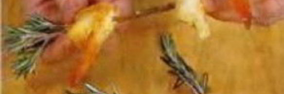 креветки, жаренные на ветках розмарина