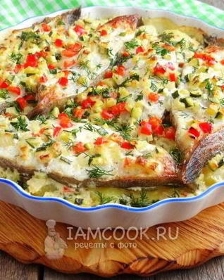 Палтус с картошкой в духовке