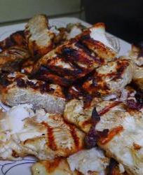 Палтус с лаймом на гриле