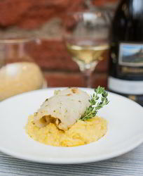 Панированные кальмары с орзотто