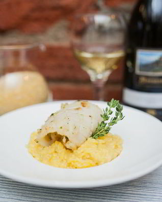 Панированные кальмары с орзотто