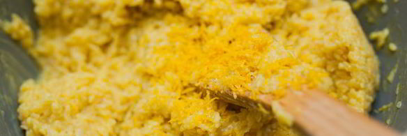 панированные кальмары с орзотто