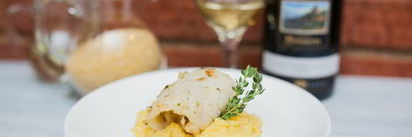 панированные кальмары с орзотто