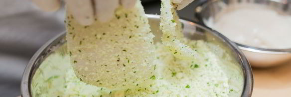 панированные кальмары с орзотто