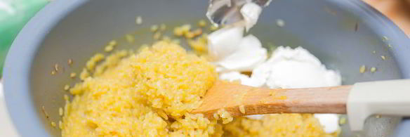 панированные кальмары с орзотто