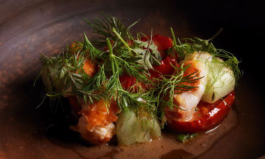 Рецепт раков с бакинскими помидорами и жареными огурцами