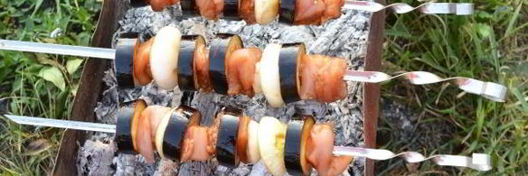 куриный шашлык с овощами в соусе терияки