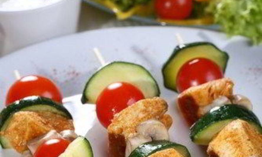 Рецепт куриных шашлыков с грибами и черри