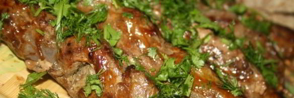 шашлычки из печени в жировой сетке