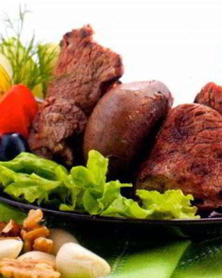 Шашлык из баранины с бараньей почкой по-карски