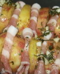 Шашлык из картофеля и грудинки