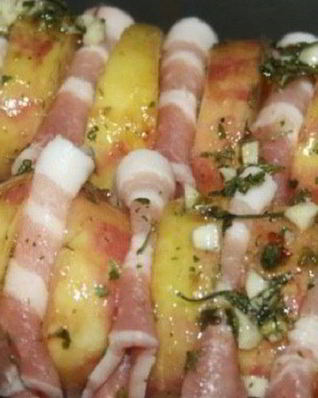 Шашлык из картофеля и грудинки