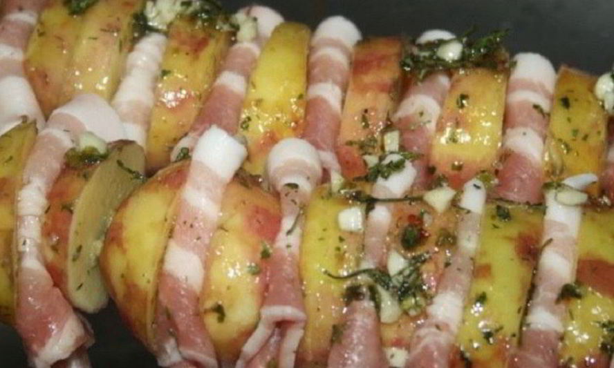 Рецепт шашлыка из картофеля и грудинки
