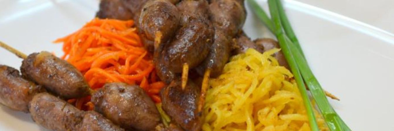 Шашлык из куриных сердечек