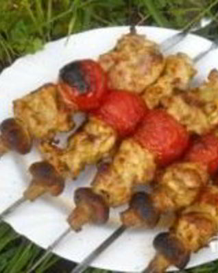 Шашлык из курицы в майонезе