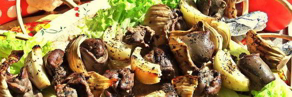 шашлык из печенки с луком и фенхелем