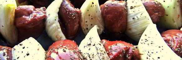 шашлык из печенки с луком и фенхелем