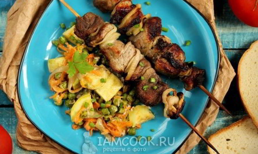 Рецепт шашлыка из свинины с овощами в духовке