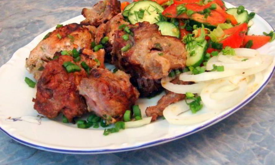 Рецепт шашлыка из свинины с помидорами и луком
