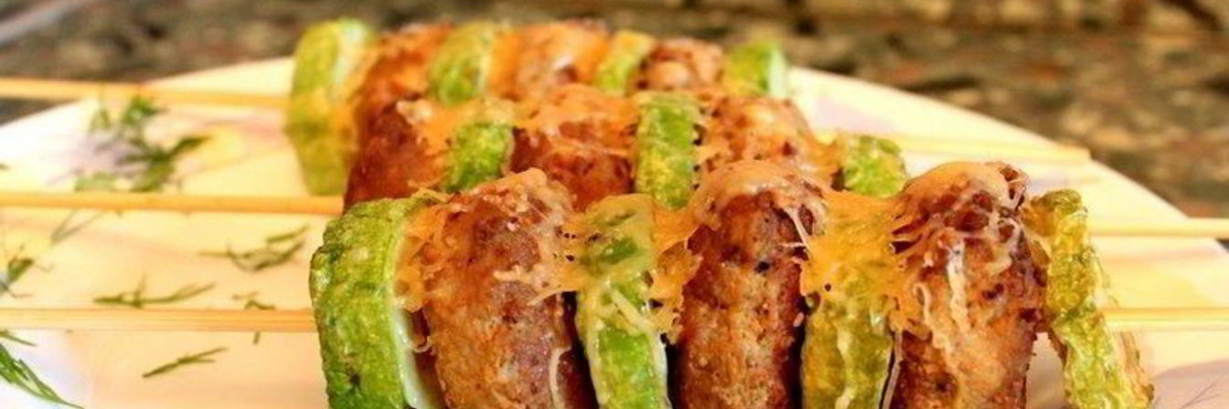 Шашлыки из кабачков с фаршем в духовке